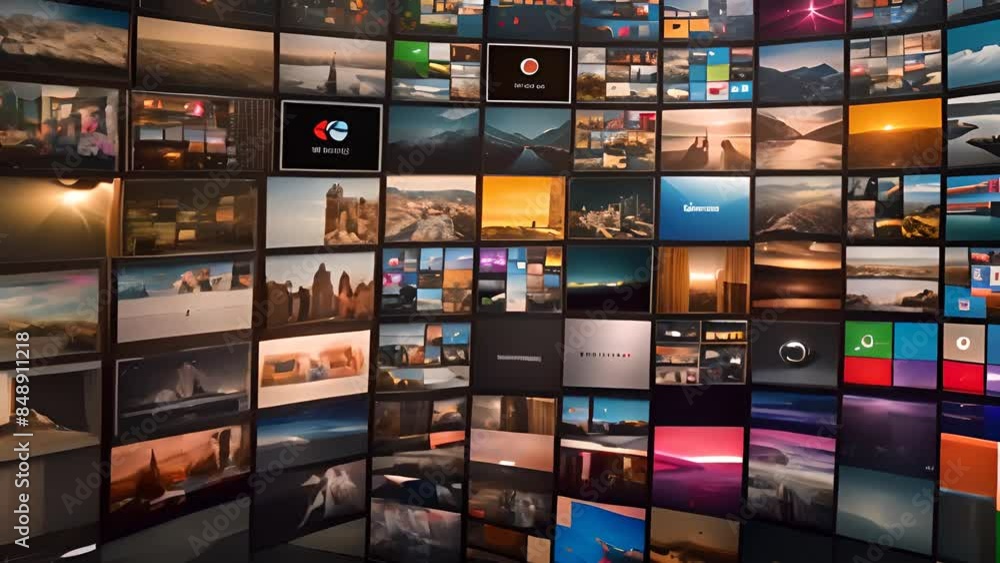 Poster digital screens displaying various shows generative ai