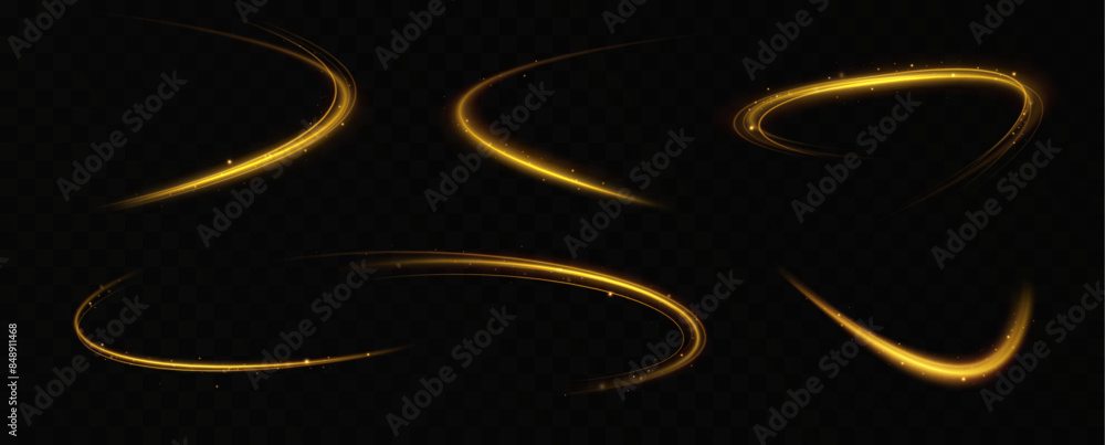 Aufkleber abstract light lines of high-speed traffic, golden colors. neon glowing curves. abstract movement. n