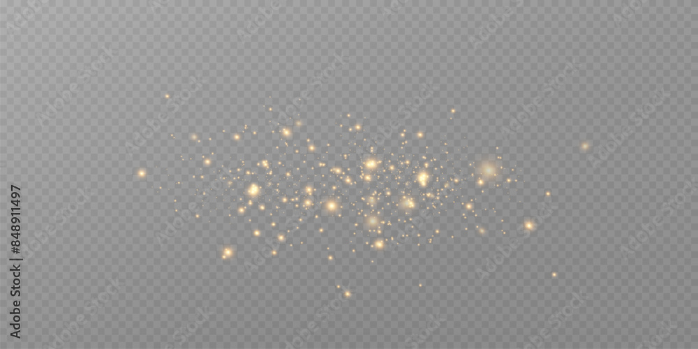 Poster Vector sparkles on a transparent background. Christmas light effect. Sparkling magical dust particles.The dust sparks and golden stars shine with special light.