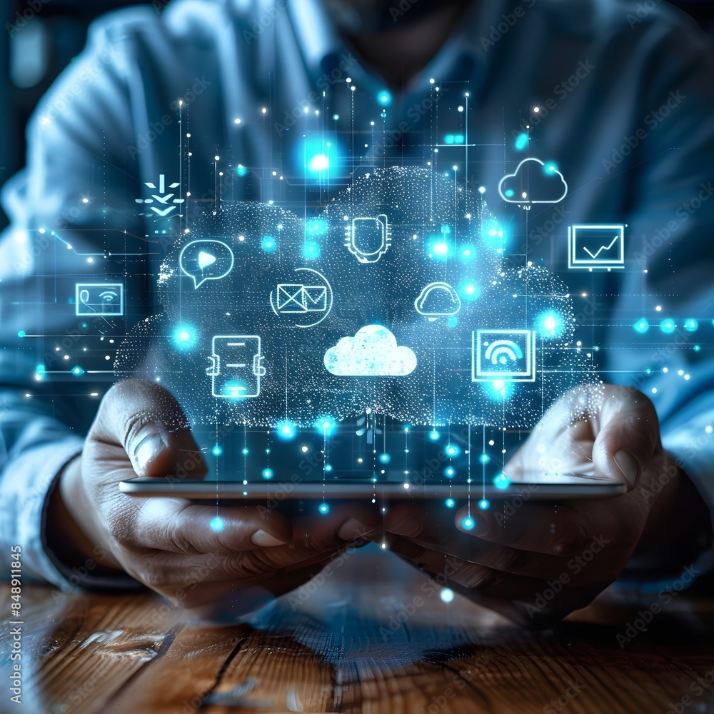Poster seamless cloud computing and data synchronization across multiple business devices
