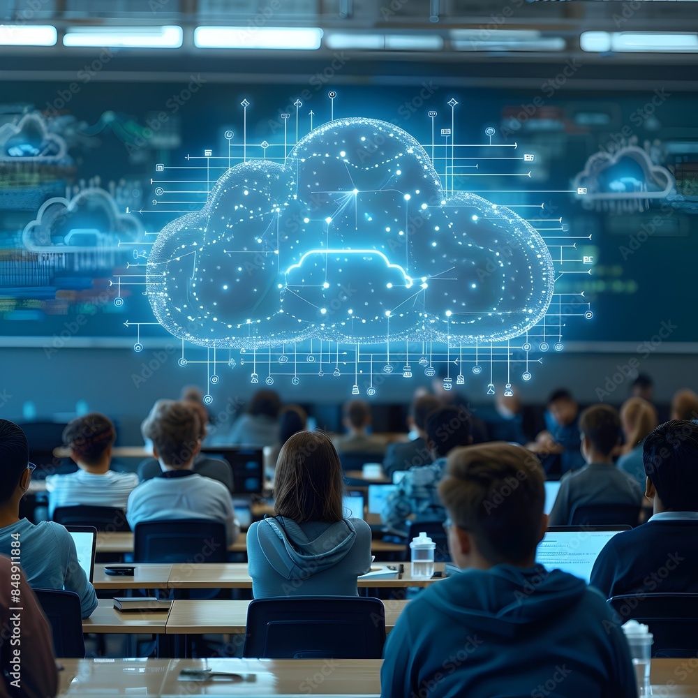 Poster cloud connected classroom enabling interactive learning and