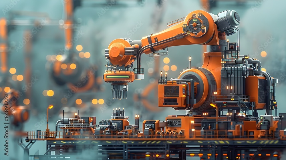 Aufkleber modern manufacturing plant optimizing production with cloud computing and robots