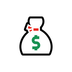 Money bag icon with dollar symbol, made in color style.