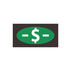 Banknote icon with dollar symbol, made in color style.
