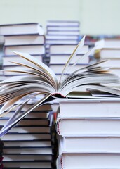 open book on table. back to school