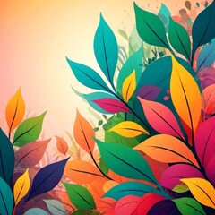 vibrant and colorful scene with a multitude of leaves in various shapes and sizes.