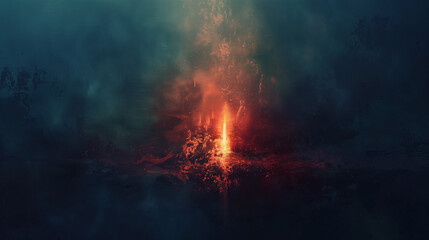 Obraz premium small bright light emerging from a dense dark background