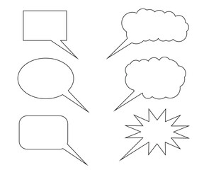 Blank white speech bubbles vector illustration. set of empty comic speech box outlines