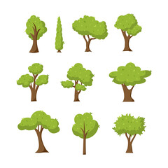 Vector Illustration Collection of Diverse Garden Trees for Nature Themed Designs