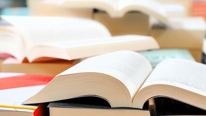 open book on table. back to school