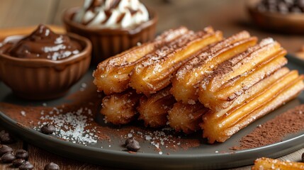 Freshly Fried Churros With Powdered Sugar and Whipped Cream