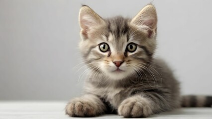 Obraz premium Small cat on the white background