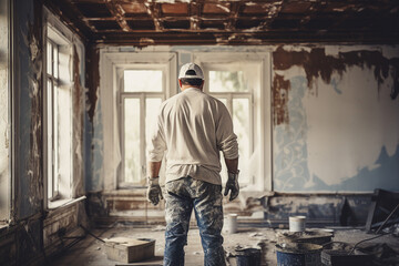 Generative AI creative picture Renovation interior of house Apartment before or after restoration and refurbishment