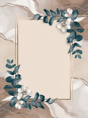 flower frame background with watercolor
