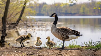 Country goose on the lake