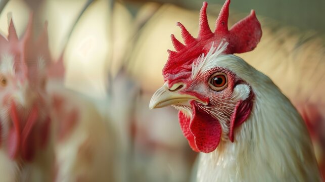 White broiler Chickens at the poultry farm