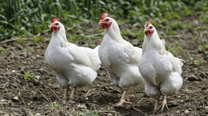 Fototapeta premium White broiler Chickens at the poultry farm