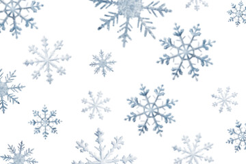 Snowflakes isolated on transparent background, out of focus, backdrop.