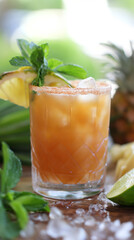 Mai Tai cocktail in glass, refreshing alcohol drink