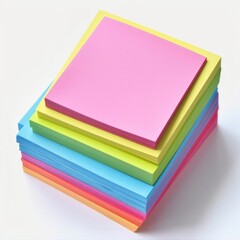 Note Pads. Multicolor Sticky Post-It Notepad with Blank Plain Paper for Copy Space