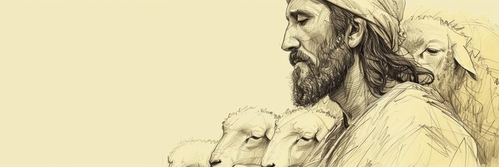 Fototapeta premium Jesus' Parable of the Sower, Biblical Illustration of Faith and Growth, Perfect for Religious Banner,Christian banner