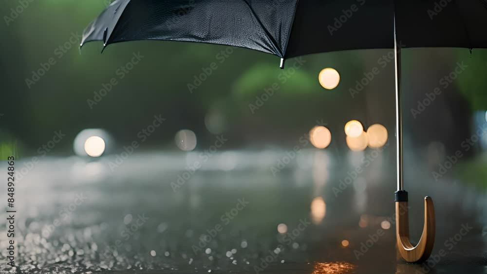 Poster umbrella handle in rain generative ai