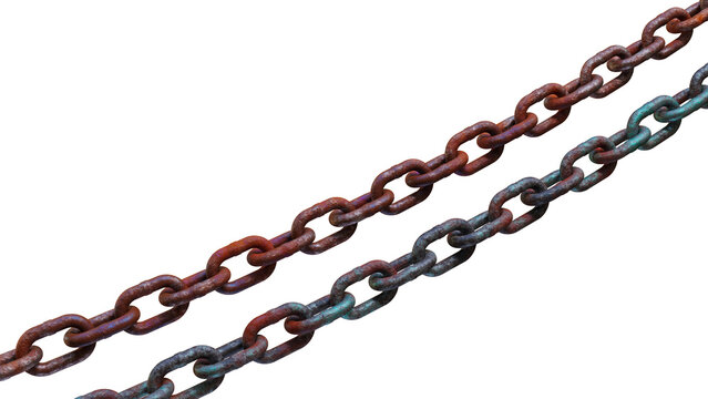 rusty metal chain 3D rendering
