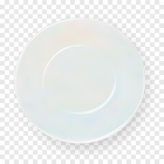 Vector 3d Realistic White Plate Empty Porcelain, Ceramic Plate Icon Closeup Isolated on Transparent Background. Vector