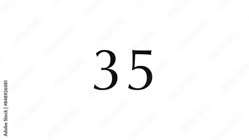 Poster a simple 40 seconds countdown timer with black numbers on a white background. beautiful serif number