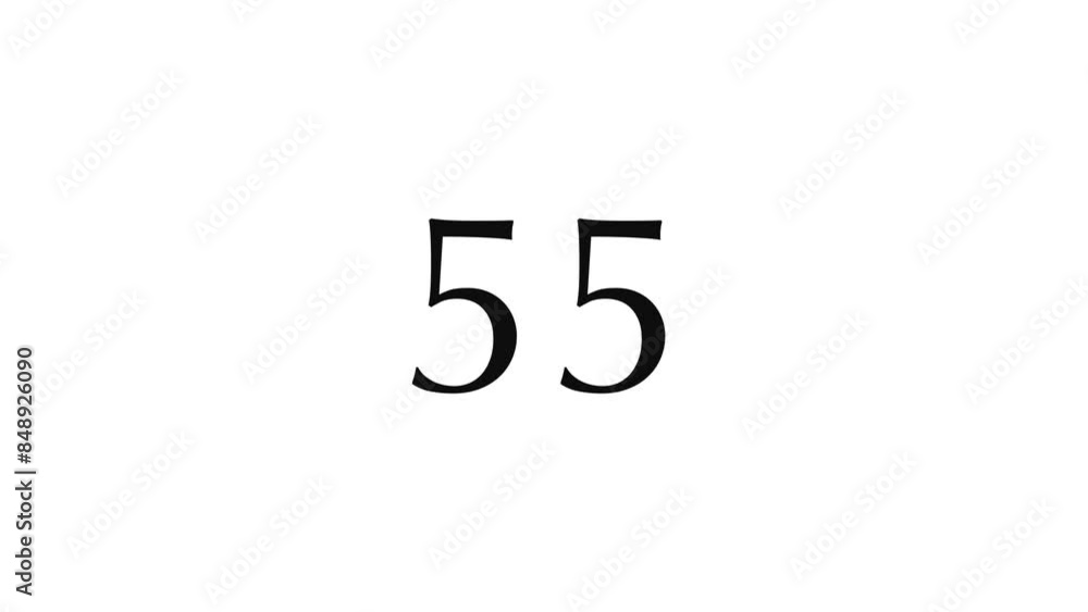 Poster a simple 60 seconds (1 minute) countdown timer with black numbers on a white background. beautiful s