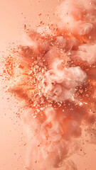 Powder texture in the color of the year Peach fuzz. Aesthetic minimalist photography for social media, faceless digital content marketing.