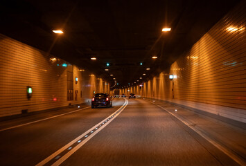Traffic on highway in  tunnel ,  Germany