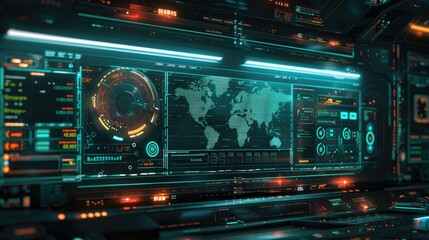 Obraz premium Futuristic digital interface with data and technology elements