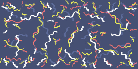 Wavy Hand Drawn Colorful Lines Pattern - Texture, Editable Vector Background Design