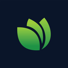 blooming roses logo vector with green color