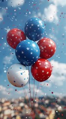 Patriotic Balloons Soaring into the Celebratory Sky with Star Motifs