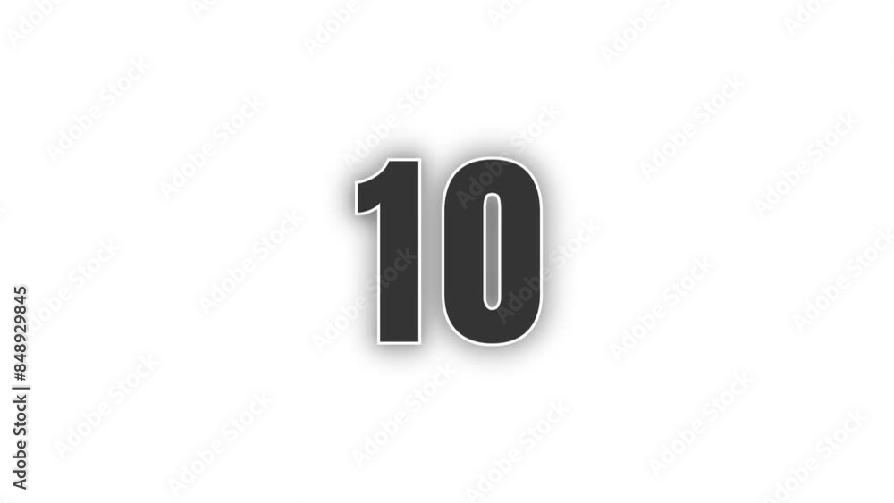 Poster 15 seconds matte black countdown with a subtle drop shadow on a white background. chic and stylish s