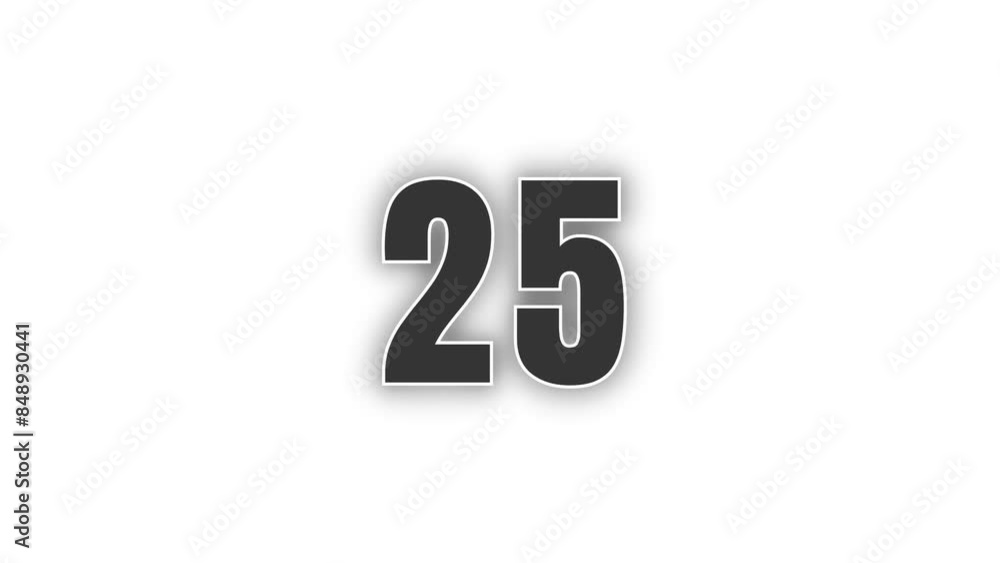 Poster 30 seconds matte black countdown with a subtle drop shadow on a white background. chic and stylish s