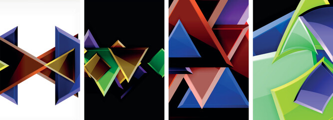 Triangle composition poster background set for wallpaper, business card, cover, poster, banner, brochure, header, website