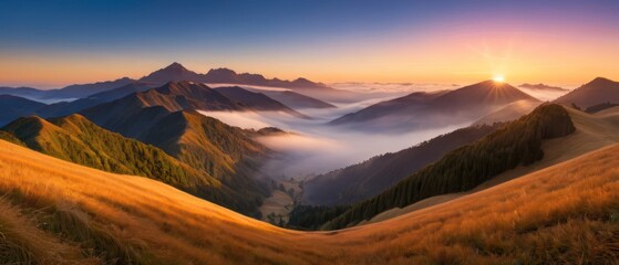 mountain lanscape. golden hour view of mountain