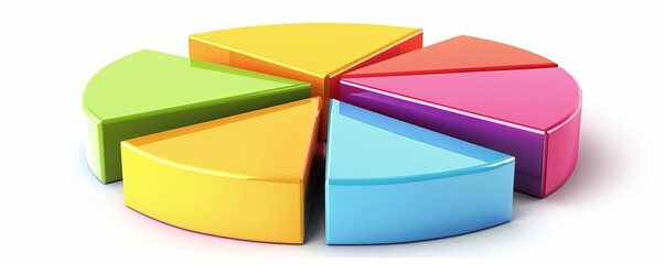 a financial pie chart clipart, economic data element, geometric design, varied colors, isolated on white background