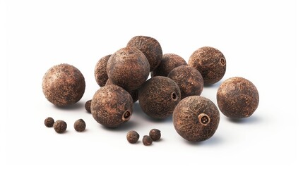 allspice berries clipart, spice element, realistic illustration, dark brown, isolated on white background