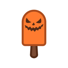 Logo ice cream. Helado de paleta con cara de calabaza de Halloween