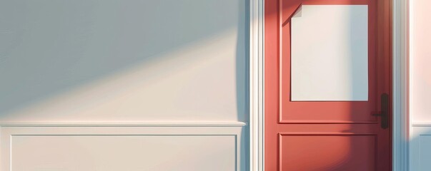 Eviction notice on a door, housing crisis, realistic illustration, soft colors, isolated on white background