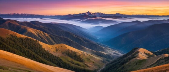 mountain lanscape. golden hour view of mountain