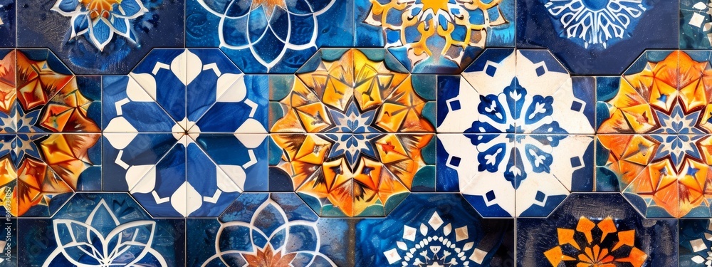 Poster seamless pattern inspired by the intricate patterns found in moroccan tile work.