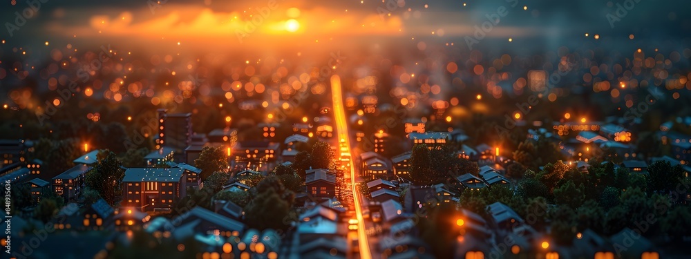 Poster microgrid as part of a smart grid system 3d rendered futuristic city infrastructure