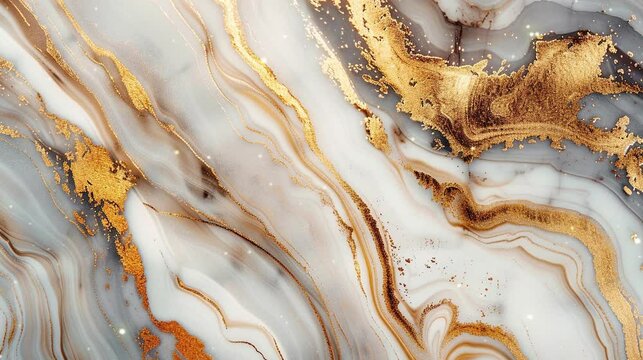 Abstract gold and white marble texture background video, footage.