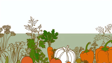 Colorful Vegetable Garden Background Illustration