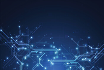 Abstract background with technology circuit board texture. Electronic motherboard illustration. Communication and engineering concept. Vector illustration